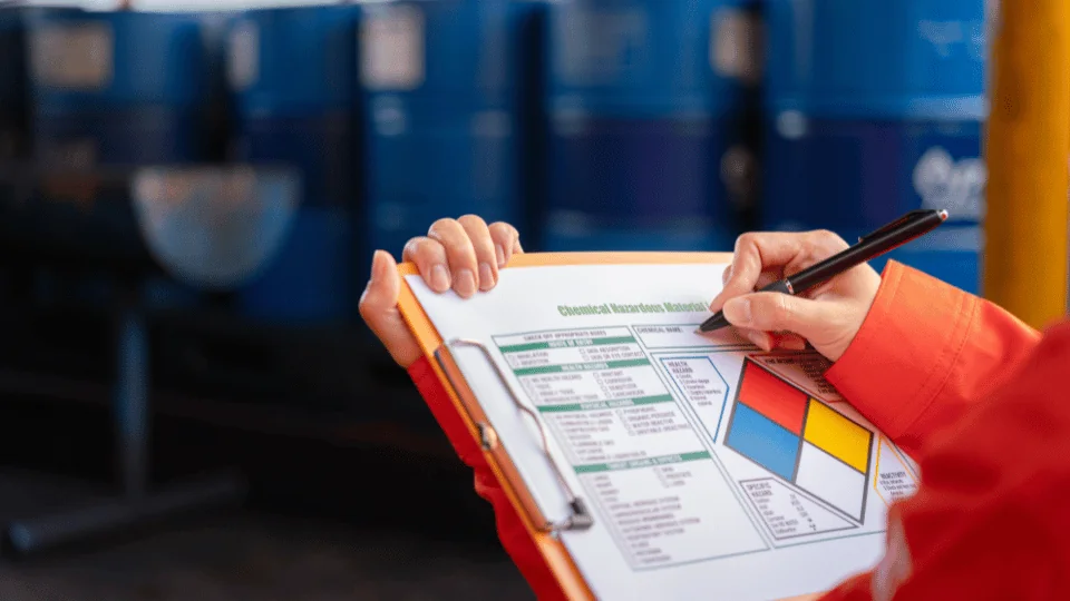how to ship fireworks woman filling out chemical hazardous material checklist